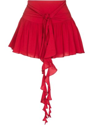 Blumarine tie-waist ruffled skirt - Red