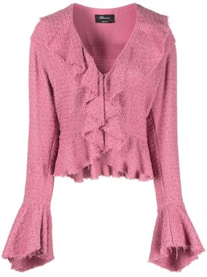 Blumarine tweed draped neck jacket - Pink