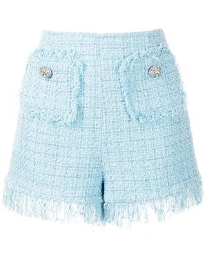 Blumarine tweed fringed shorts - Blue