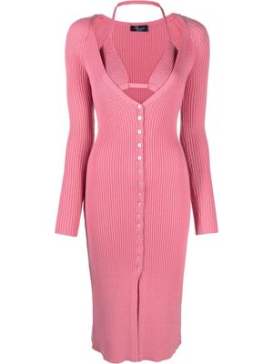 Blumarine V-neck knitted dress - Pink