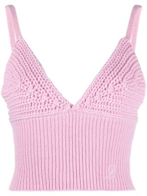 Blumarine V-neck knitted wool top - Pink