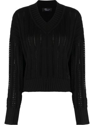 Blumarine v-neck ribbed knit jumper - Black