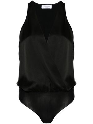 Blumarine V-neck satin bodysuit - Black