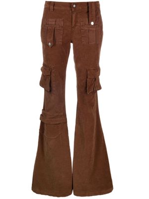 Blumarine velvet cargo flared trousers - Brown