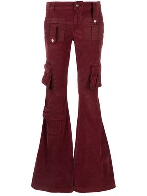 Blumarine velvet cargo flared trousers - Purple