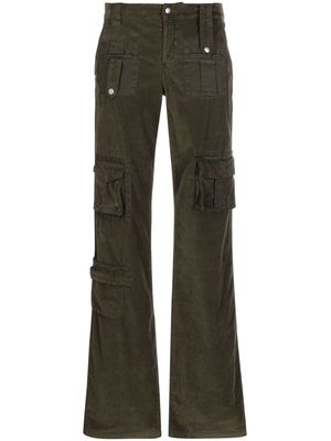 Blumarine velvet flared cargo trousers - Green