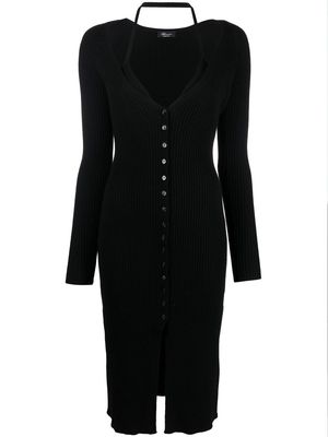 BLUMARINE virigin-wool V-neck midi-dress - Black