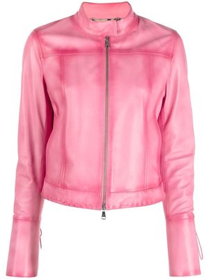 Blumarine zip-up leather jacket - Pink