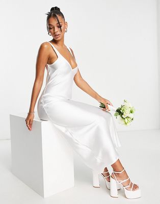 Blume Bridal minimal satin slip dress in white