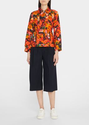 Blurred Floral-Print Jacquard Jacket