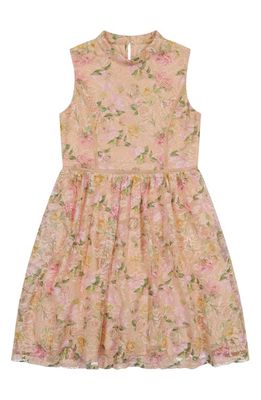 BLUSH by Us Angels Floral Print Lace Skater Dress