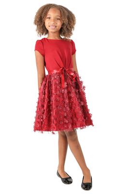 BLUSH by Us Angels Kids' 3D Bloom Fit & Flare Dress Dress in Red
