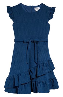 BLUSH by Us Angels Kids' Textured Knit A-Line Dress in Blue