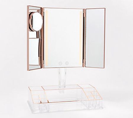 Blushly LED Vanity Mirror w/Multi Magnification and Storage