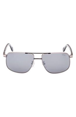 BMW 57mm Mirrored Square Sunglasses in Shiny Palladium/Smoke Mirror
