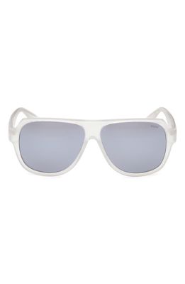 BMW 59mm Geometric Sunglasses in Crystal /Smoke Mirror