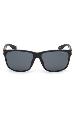 BMW 60mm Polarized Square Sunglasses in Matte Black /Smoke Polarized
