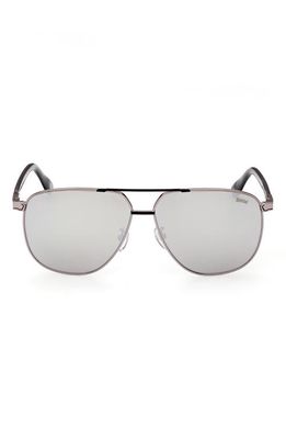 BMW 61mm Geometric Sunglasses in Shiny Palladium/Smoke Mirror