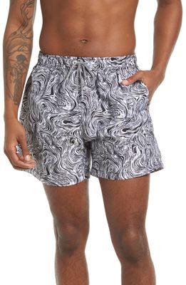 Boardies Forest Faces Print Swim Trunks in Black/White