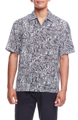 Boardies Forest Faces Short Sleeve Button-Up Shirt in Black White
