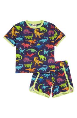 Boardies Kids' Dinosaur Print Organic Cotton Blend T-Shirt & Shorts in Multi