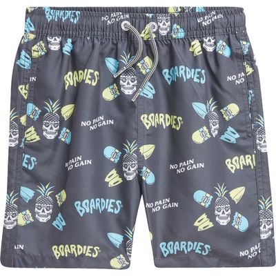 Boardies Kids' No Pain No Gain Swim Trunks in Black 