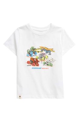 Boardies Kids' Wheelie Beasts Organic Cotton Graphic T-Shirt in White 