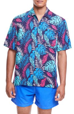 Boardies Palmtopia Short Sleeve Cotton Button-Up Shirt in Multi