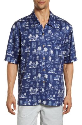 Boardies Short Sleeve Button-Up Shirt in Navy