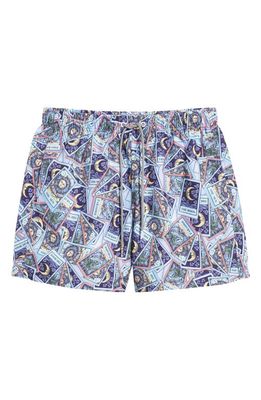 Boardies Tarot Cards II Mid Length Recycled Polyester Swim Trunks in Blue