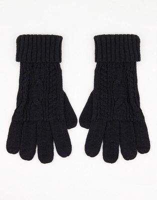 Boardmans cable knit gloves in black