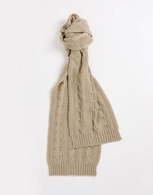 Boardmans cable knit scarf in camel-Neutral