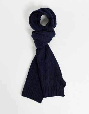 Boardmans cable knit scarf in navy