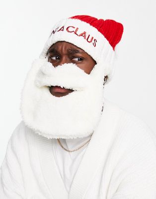 Boardmans christmas detachable santa beard hat in red