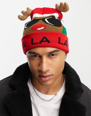 Boardmans christmas reindeer ears hat in red