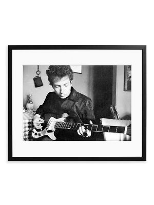 Bob Dylan Playing Bass Guitar Framed Photo - Size Medium - Size Medium