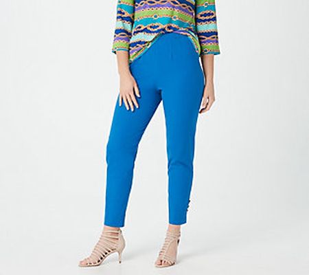 Bob Mackie Regular Ankle Pants with Button Detail