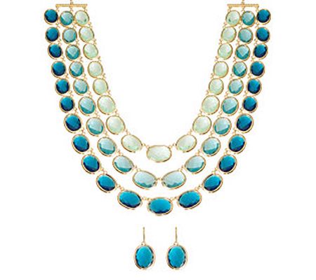 Bob Mackie Triple-Strand Necklace and Earring S et