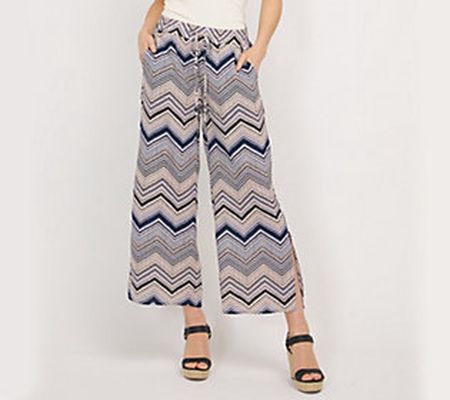 Bob Mackie Woven Cropped Pull-On Pant with Side Slits