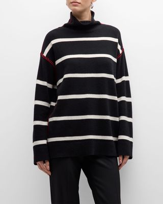 Bobbie Striped Contrast-Stitch Sweater