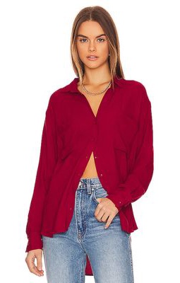 Bobi Button Up Top in Red