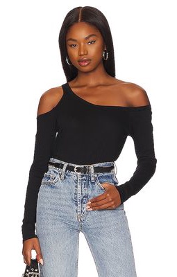 Bobi Cold Shoulder Top in Black