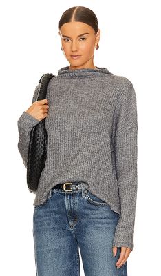 Bobi Turtleneck Sweater Top in Charcoal