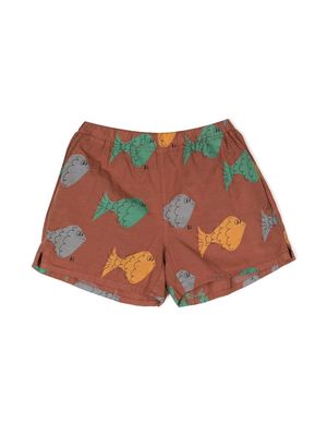 Bobo Choses all-over print organic-cotton shorts - Brown