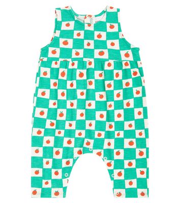 Bobo Choses Baby Tomato checked cotton jersey overalls