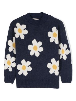 Bobo Choses Big Flower intarsia-knit jumper - Blue