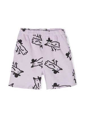 Bobo Choses bird-illustration shorts - Purple