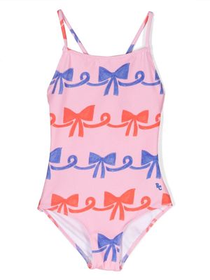 Bobo Choses bow-print square-neck swimsuit - Pink