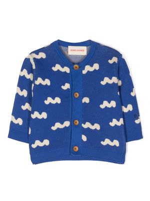Bobo Choses cloud-print buttoned cardigan - Blue