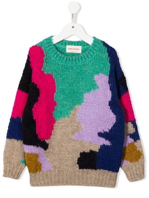 Bobo Choses colour-block print knit jumper - Green